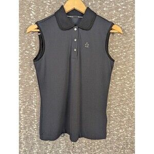 Penguin by Munsingwear Collared Black Tank‎ Top Embellished Logo Women's Medium